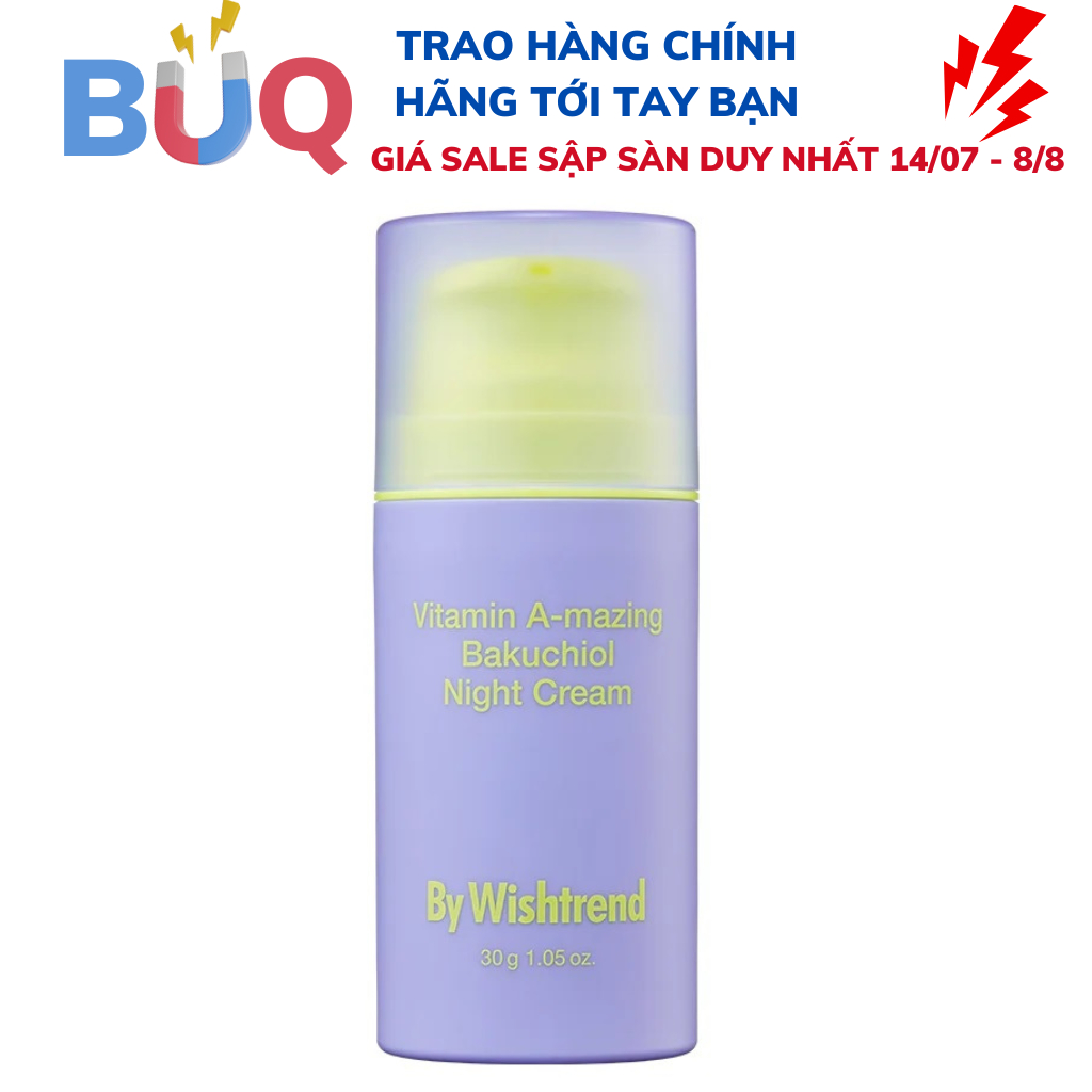 Kem dưỡng da ban đêm cải thiện nếp nhăn và ngăn ngừa các dấu hiệu lão hóa By Wishtrend Vitamin A-mazing Bakuchiol Night