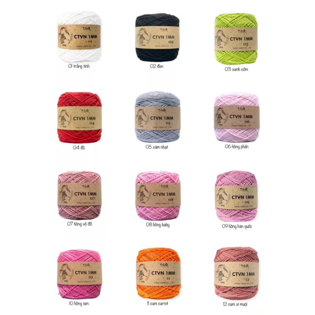 Sợi Cotton Việt Nam 1mm cuộn 100g