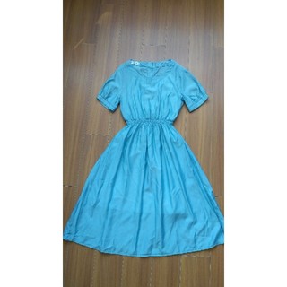 Thanh lý đầm lụa cotton 2 lớp xanh pastel xinh xắn size M