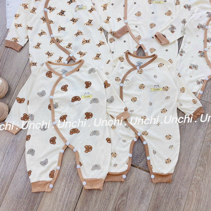 Body sơ sinh dài tay chất len tăm Unchi co giãn thoái mái cho bé 3-9kg