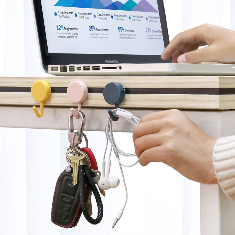 Móc Nhựa Treo Quần Áo Gắn Tường, Móc Nhựa Tròn Đa Năng Treo Đồ Gia Đình Siêu Dính BI HOUSE