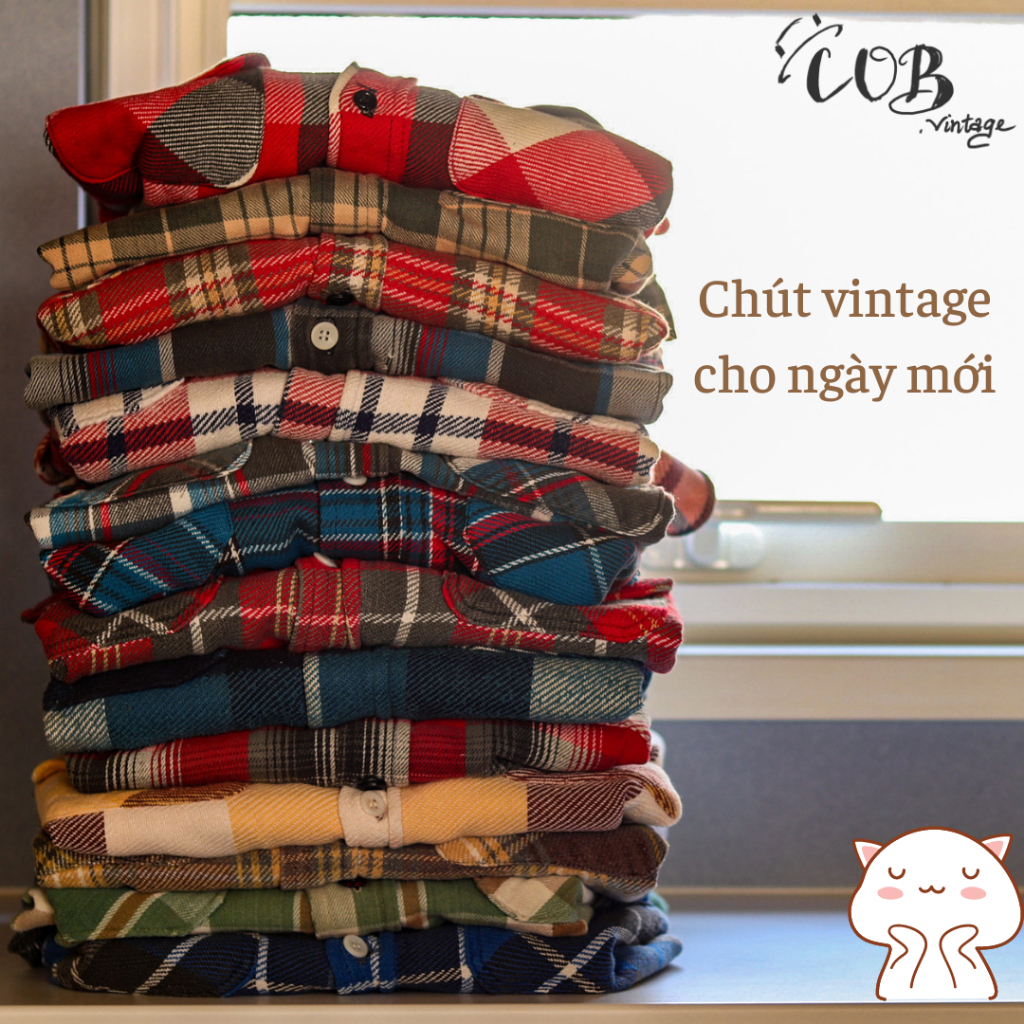Áo sơ mi Flannel Hiệu - secondhand  - vintage, cổ điển-COB.vintage