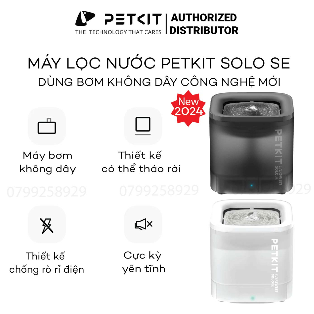 Máy Lọc Nước, Máy Uống Nước Cho Chó Mèo Bơm Không Dây Petkit Eversweet Solo SE New 2023