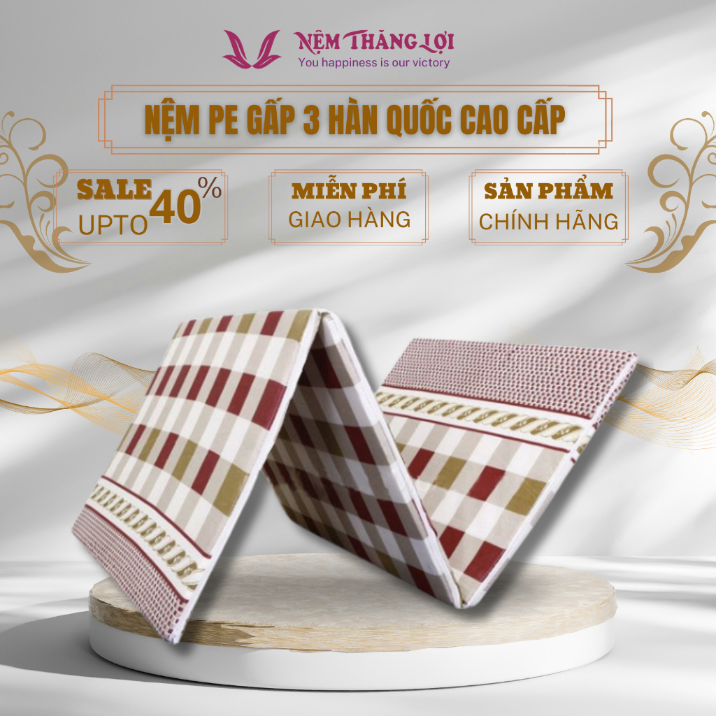 Nệm PE Hàn Quốc DÀY 3CM VÀ 5CM Gấp 3 , Các kích thước 1m, 1m2,1m4, 1m6