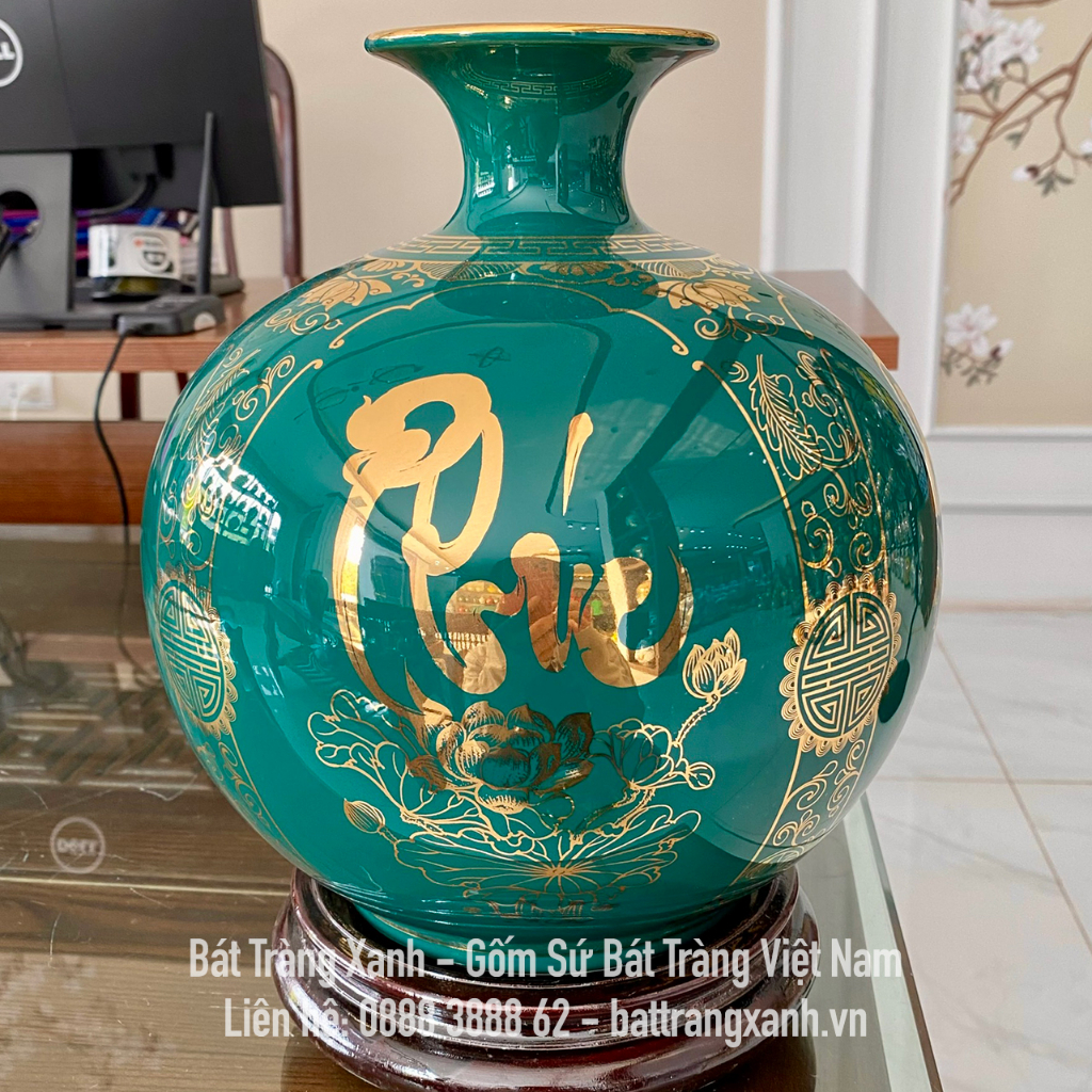 Bình hút lộc phong thuỷ Bát Tràng cao tới 35cm - Bình hút lộc tứ cảnh Phúc Đức Tài Lộc