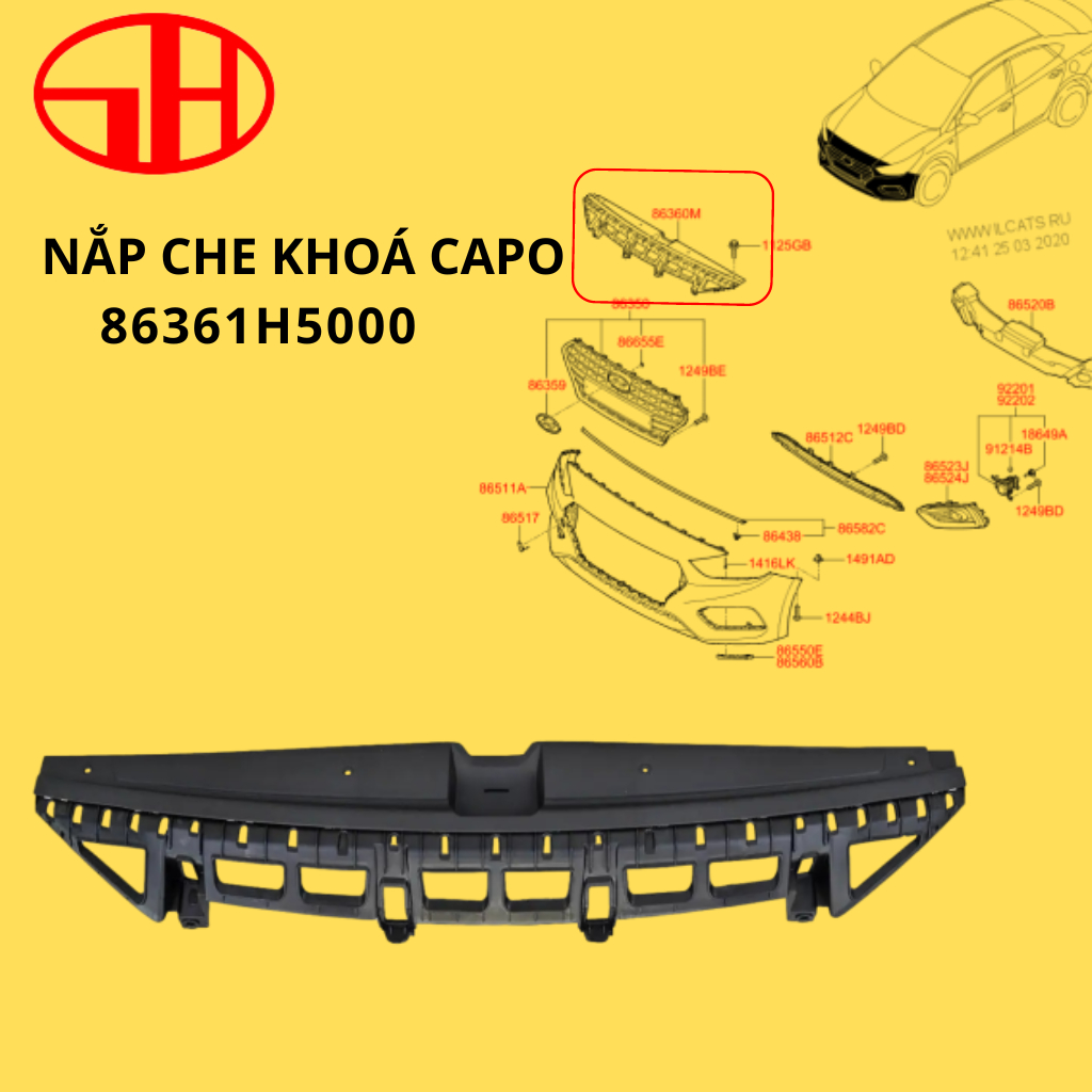 Ốp nhựa che khóa ca pô cho xe ô tô ACCENT 2017-2018-2019-2020