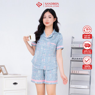 Bộ mặc nhà nữ SANDBOX bộ Pijama ngắn tay quần đùi chất lụa mềm mại, kín đáo BLD23004