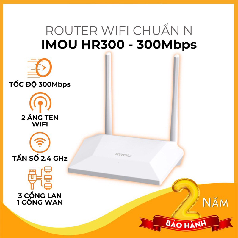 Router wifi Imou HR300 chuẩn N 300Mbps - Hỗ trợ 1 cổng WAN, 3 cổng LAN, tốc độ cao - Hàng chính hãng