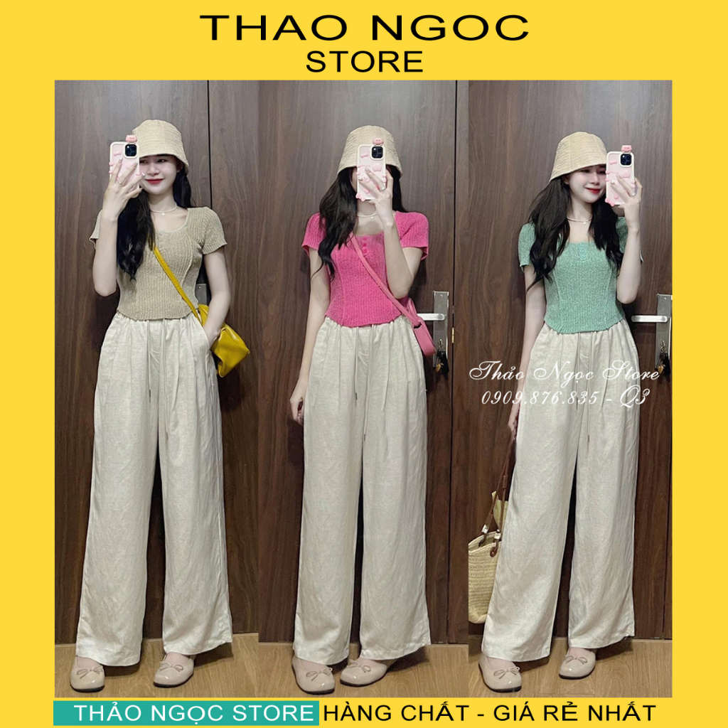 Áo len gân cổ nút tay con lai bầu hàng QC! (có sẵn, hình thật) THẢO NGỌC STORE