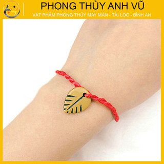 Vòng tết chỉ đỏ - Vòng tay chỉ đỏ mix hình chiếc lá - May mắn tài lộc - Bảo hành 12 tháng