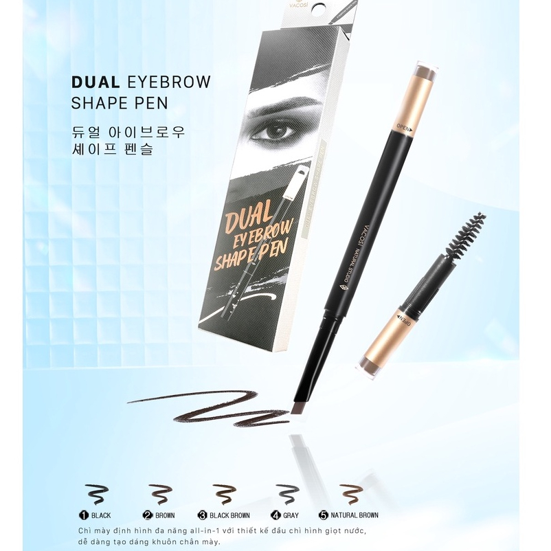 Chì mày định hình đa năng Vacosi Natural Studio VM21 / Chì kẻ lông mày nâu đen