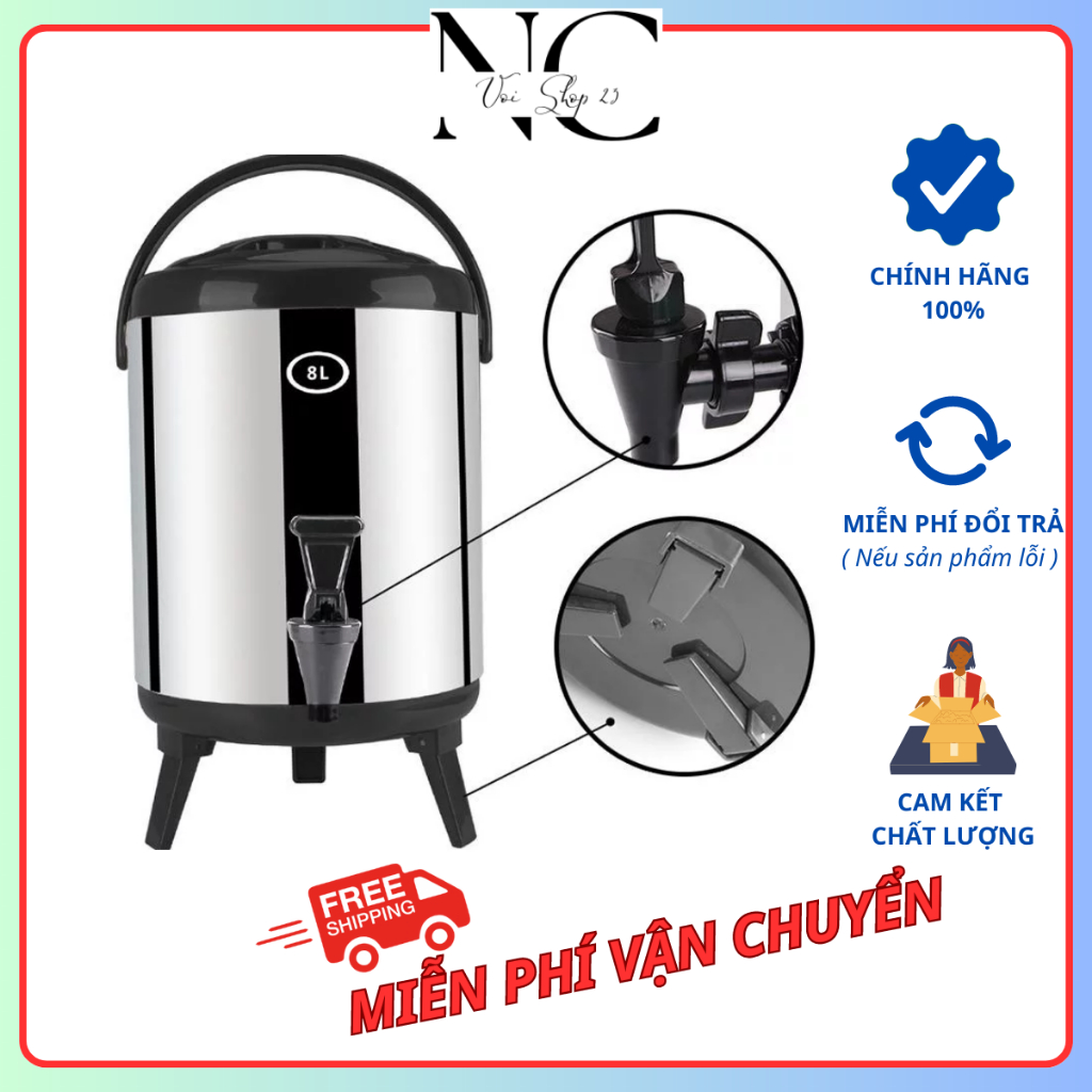 Bình ủ trà giữ nhiệt 10L loại 1 xịn, Bình nước giữ nhiệt inox 304 có vòi chuyên dụng pha trà cao cấp