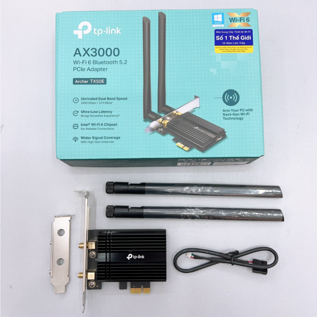 Card WiFi 6 TP-Link TX55E Băng Thông Ax3000, Bluetooth 5.2 Dành cho PC