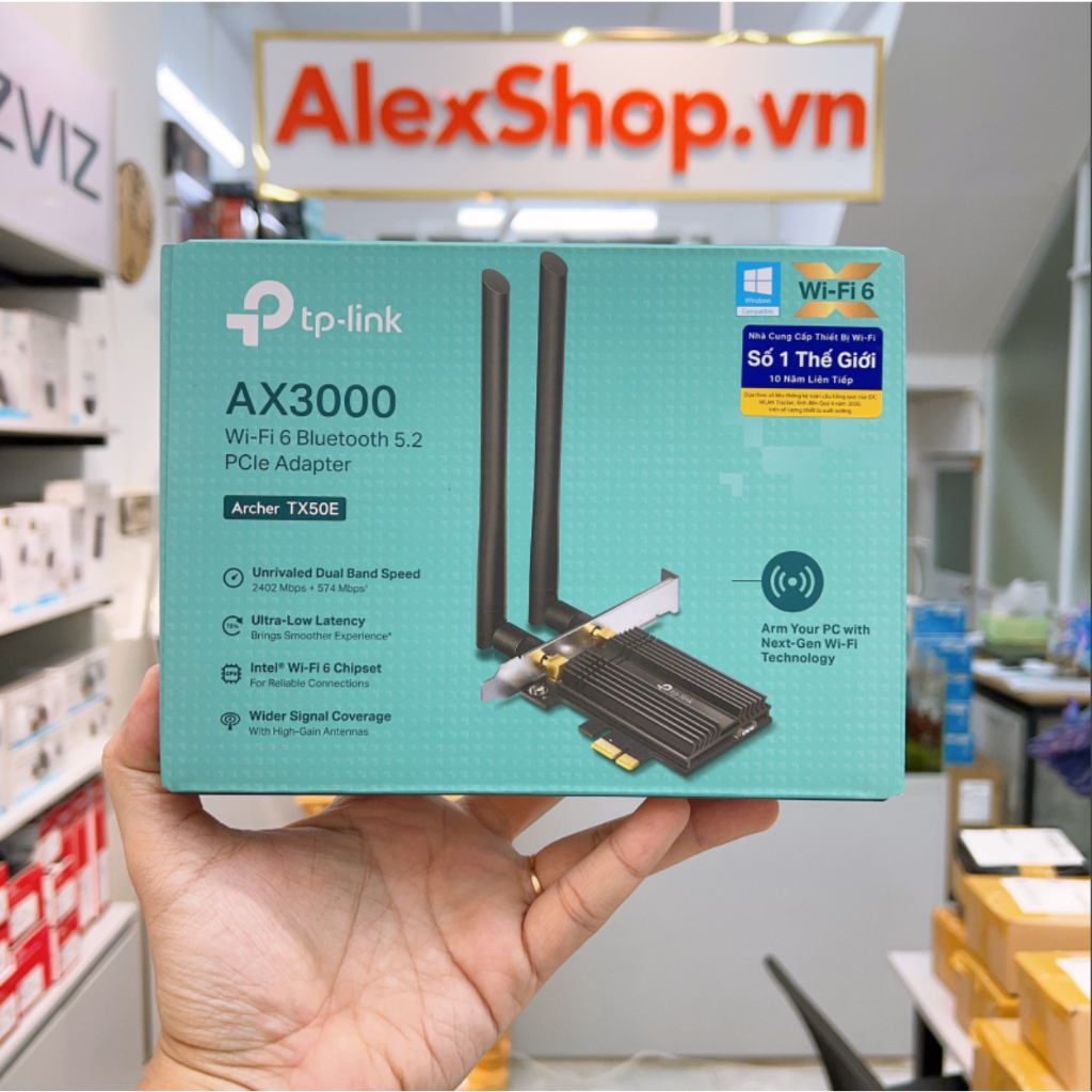 Card WiFi 6 TP-Link TX55E Băng Thông Ax3000, Bluetooth 5.2 Dành cho PC