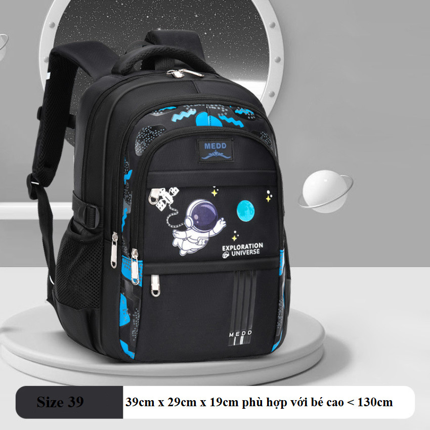 Cặp balo học sinh nam đi học cấp 1 size 39cm chất liệu vải dù chống thấm nước cao cấp với nhiều ngăn tiện dụng BLHS19