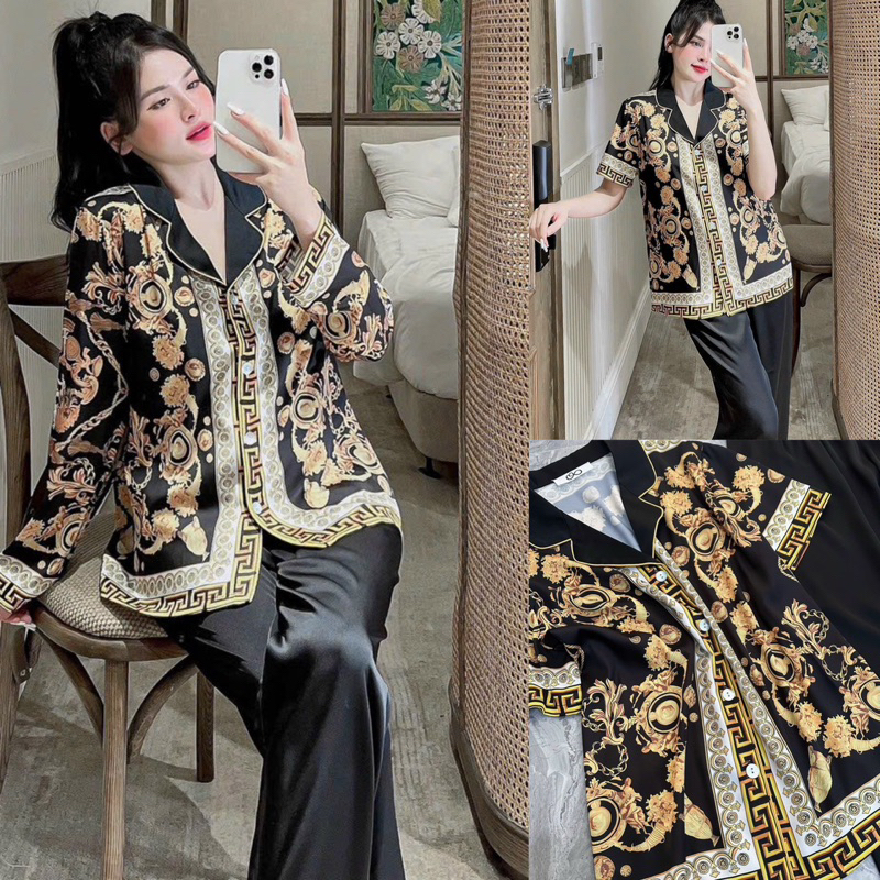 PYJAMA LỤA DÀI HOẠ TIẾT QUẢNG CHÂU CAO CẤP MÃ 2023-0508