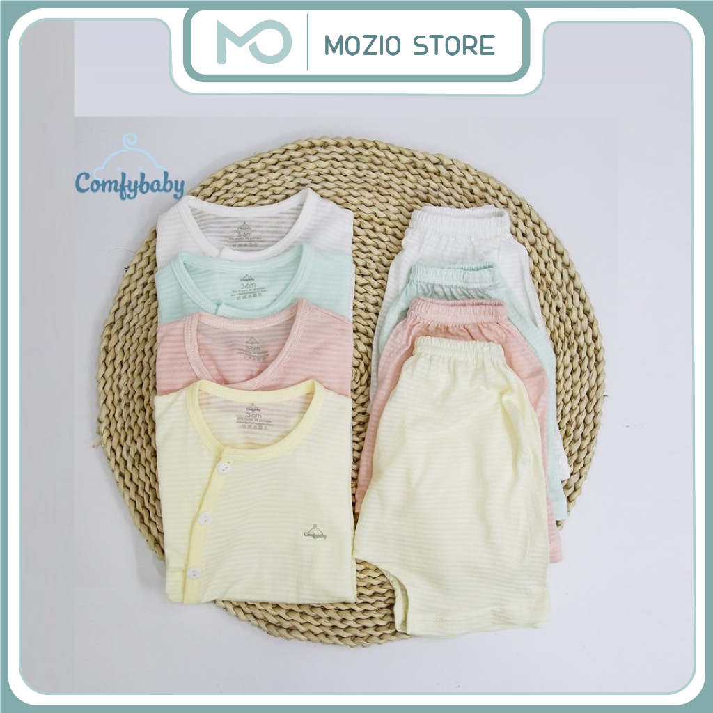 Bộ quần áo mùa hè cho bé chất liệu 100% cotton lụa Comfybaby siêu nhẹ, thoáng mát size 3-12 tháng Mozio store