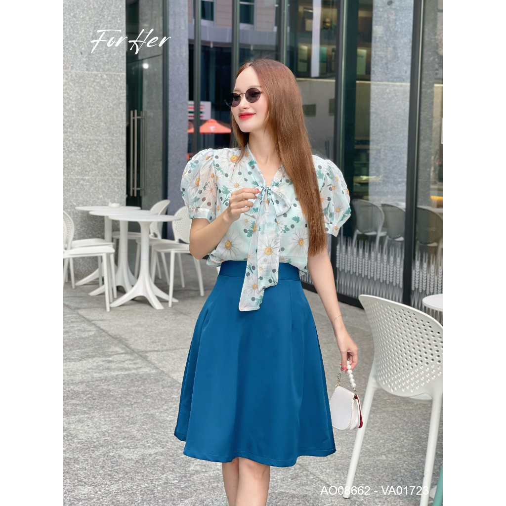 Áo kiểu hoa nhí cột nơ phong cách tiểu thư Hàn Quốc AO0866