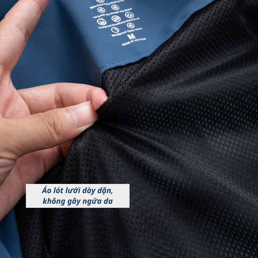 Áo khoác gió nam nữ 2 lớp chống nước, áo gió nam nữ 2 lớp có túi trong, nón có thể tháo rời