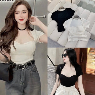 Áo cổ vuông tay cộc có mút ngực TL yoome clothing