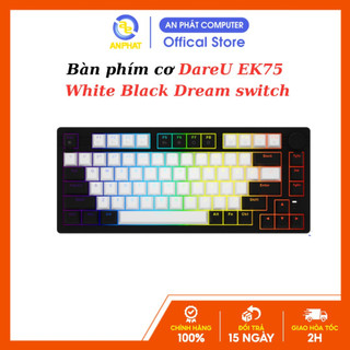 Bàn phím cơ DareU EK75 White Black DareU Dream switch - Mới 2023 - Hàng chính hãng