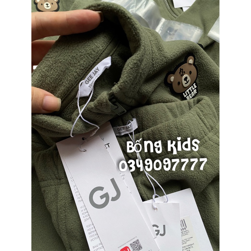 Bộ Nỉ Băng Lông Bé Trai Logo Gấu Rêu GÊ