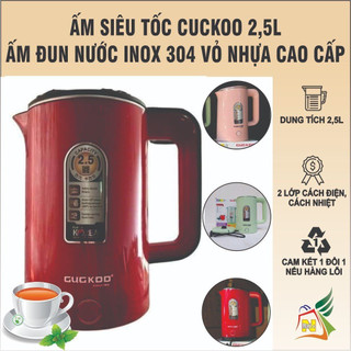 Ấm siêu tốc - Ấm đun nước cooku dung tích 2,5L công suất 1500W - Hàng chính hãng bảo hành 6 tháng