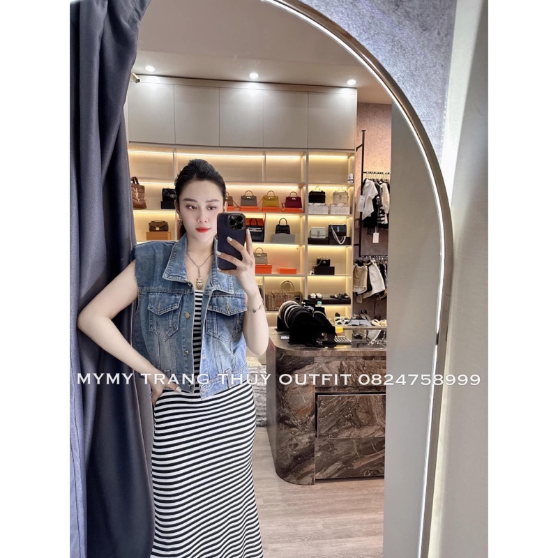 Áo Ghile jean không tay cho nữ, áo gile bò DENIM xanh, dáng ngắn vừa, áo jean nữ cá tính ảnh thật cuối