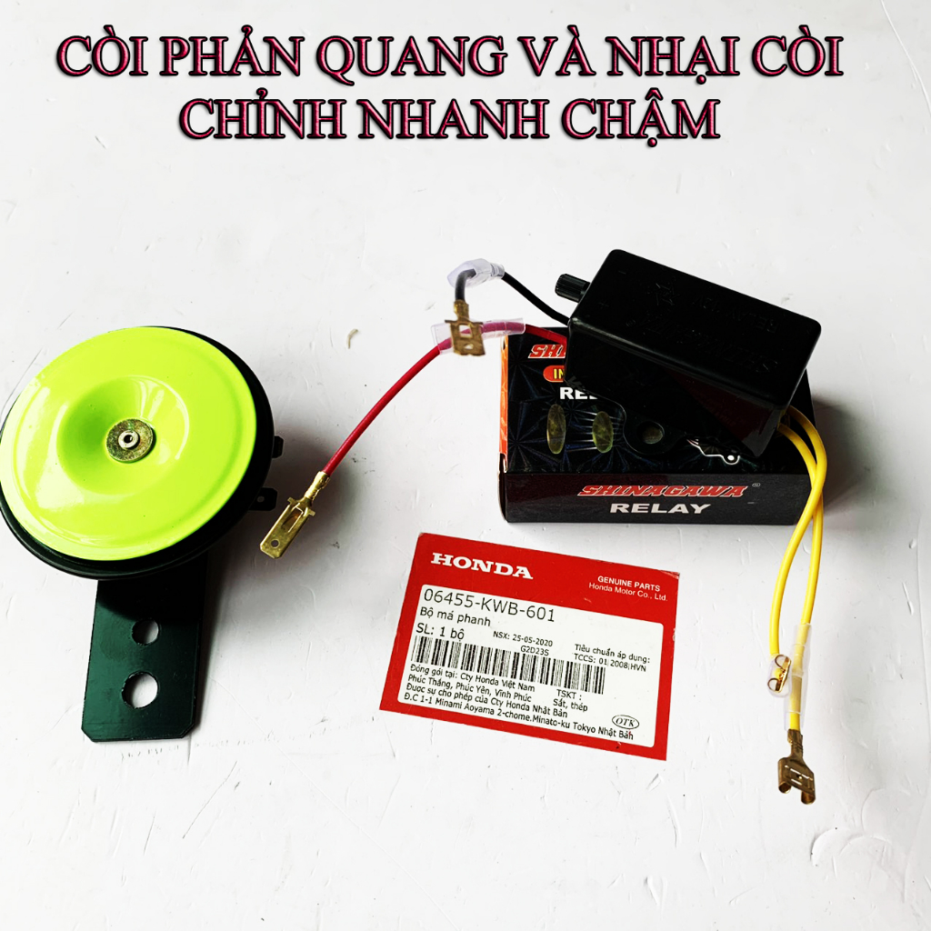 Nhại Còi  Xịn Kawa điều chỉnh nhanh chậm và Còi ATE chính hãng 12V Sử Dụng Xe Máy có phản quang