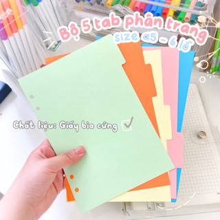 Bộ Tab Phân Trang A5 / B5 /A4 Bìa Phân Mục Dành Cho Sổ Còng