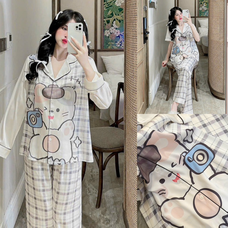 PYJAMA LỤA DÀI HOẠ TIẾT QUẢNG CHÂU CAO CẤP MÃ 2023-0408