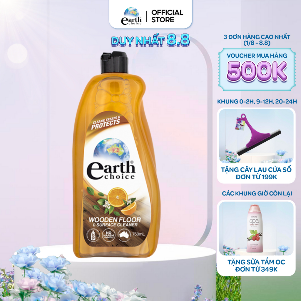Nước Lau Đồ Gỗ EARTH CHOICE Chuyên Dùng Cho Nội Thất Và Sàn Gỗ Tăng Độ Bền, Sạch Cho Nội Thất Dung Tích 750m