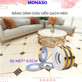 50 Met Băng Keo băng Dính Dán Viền Gạch Men Rộng 0.5cm Chống Thấm Nước Trang Trí Nhà Cửa BKG MONASO