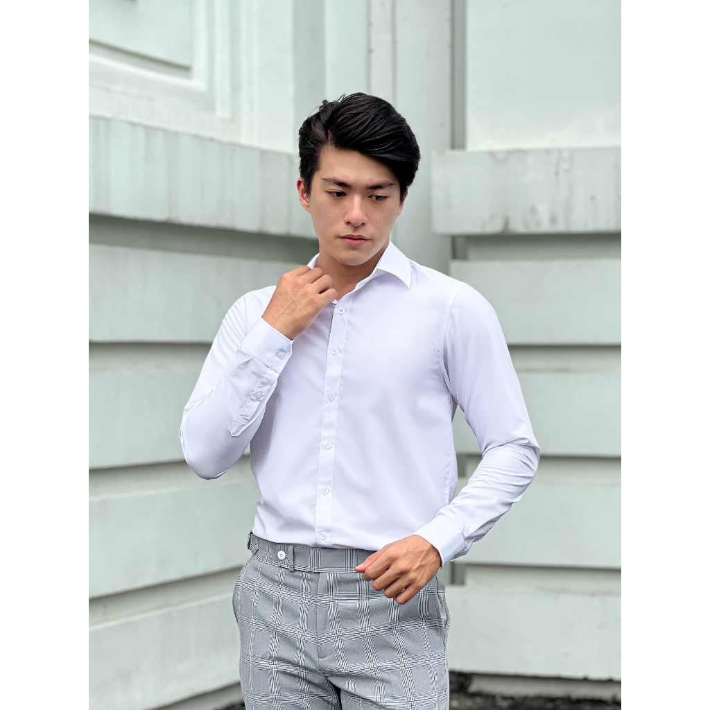 QT010-4 Quần Tây Khaki Nam DOCAS Vải Cotton Sọc Caro Xám Tăng Đơ Phom Slim Crop
