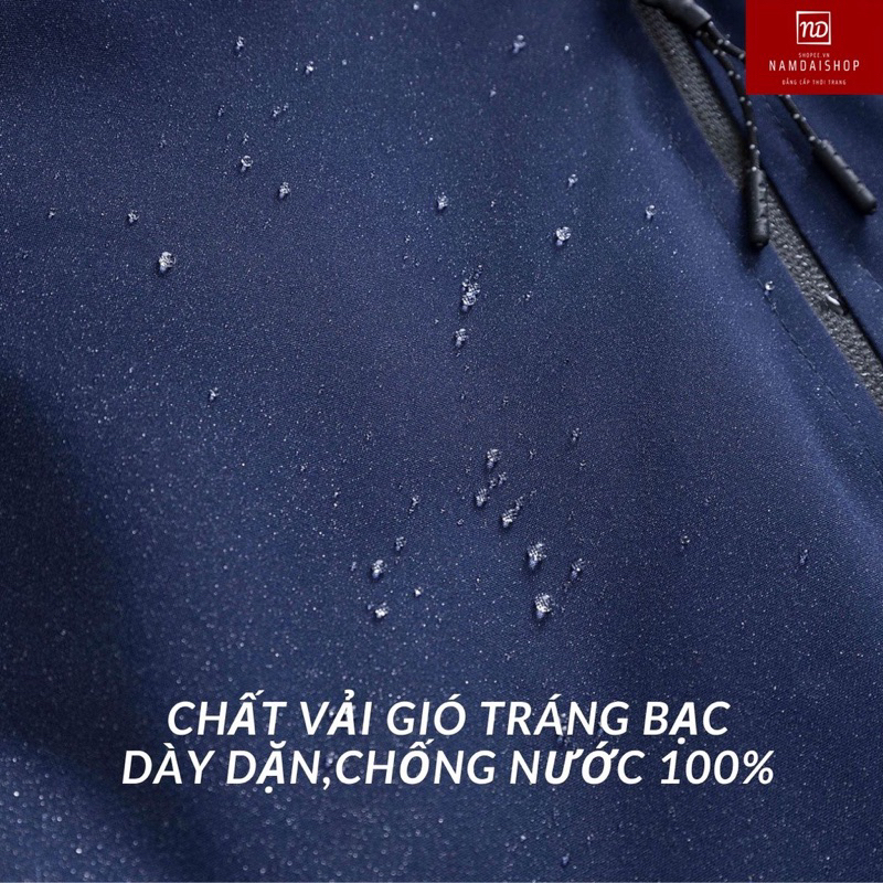 Áo khoác nam nữ 2 lớp in ngực chống nước chống gió
