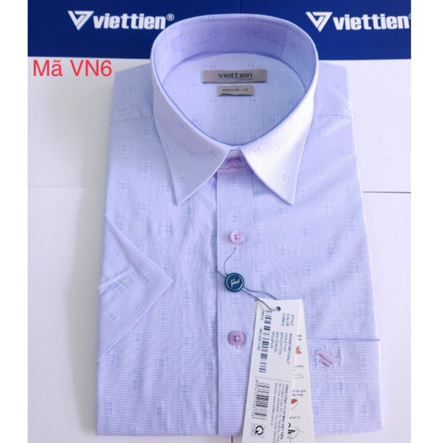 Áo việt tiến bông tím ngắn tay vạt ngang vải sợi tre