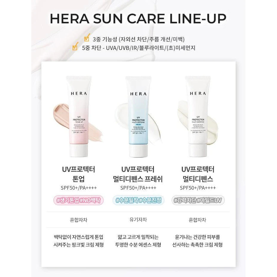 Kem chống nắng Hera chống nắng với 5 lớp phòng chống bảo vệ cao kết hợp dưỡng trắng da, chăm sóc da mặt trẻ hóa