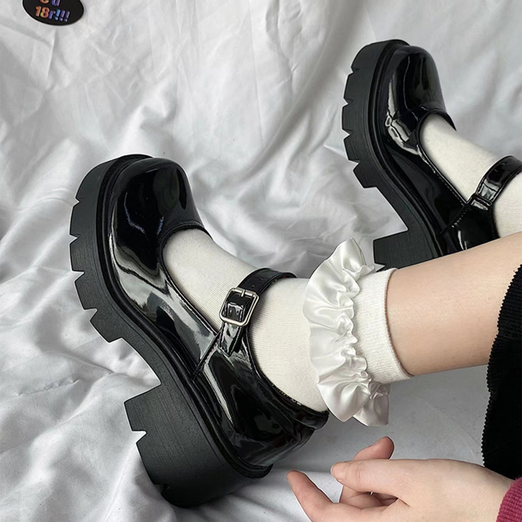 Giày big size nữ 40 41 42 phong cách lolita đế cao mũi tròn