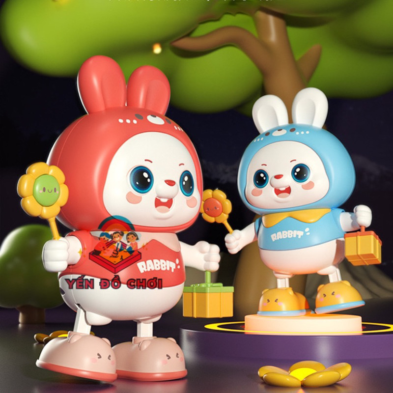 Đồ chơi thỏ cầm hoa nhảy múa- Đồ chơi chạy pin