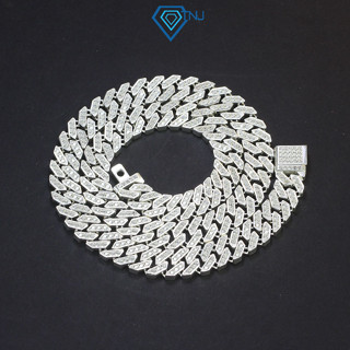  Dây chuyền bạc nam cuban mắt xích vuông bản ngang 11mm đính đá cao cấp DCK0087 - Trang Sức TNJ 