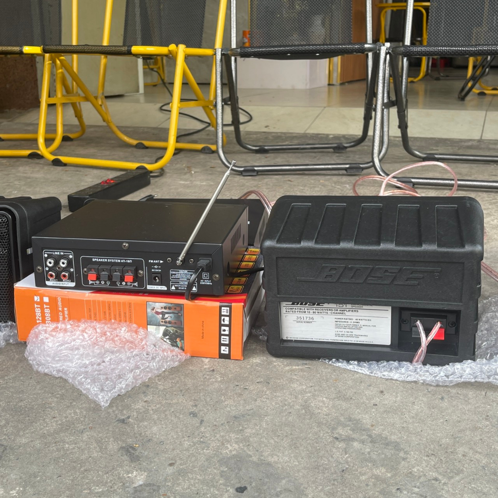 Combo 4 Loa treo tường Nghe Nhạc 151 và Amply AK300, dành cho quán cà phê, sân vườn, spa, trường học, công xưởng.