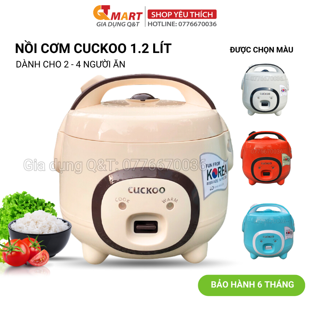 [Free ship] Nồi cuckoo 1.2 Lít, nồi cơm điện mini dành cho 2-3 người ăn, nấu gạo lứt, giữ ấm 3-4 giờ, bảo hành 6 tháng