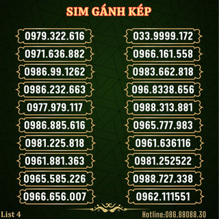 Sim số đẹp gánh kép phong thủy dễ nhớ, sim viettel đầu 09 tài lộc list 4 - hỗ trợ đăng ký chính chủ