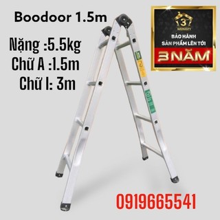 Thang nhôm chữ A boodoor 1.5m thẳng 3m