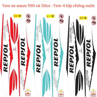 Tem xe wave 100 và 50cc chữ Repsol,tem 4 lớp chống nước
