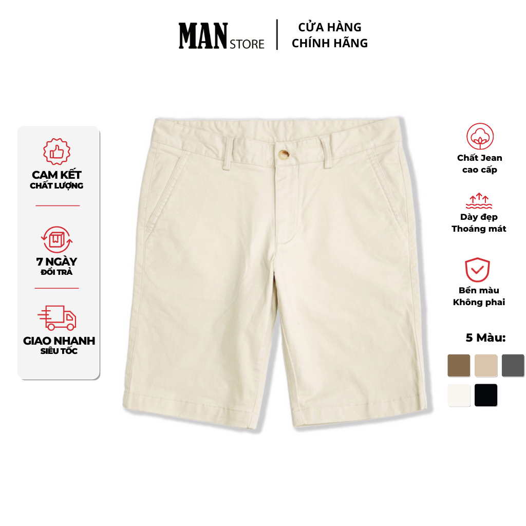 Quần Short Nam LE JEANS 5 Màu Trẻ Trung Chất Liệu Kaki Mềm Mại, Kiểu Dáng Basic Phong Cách Hàn Quốc
