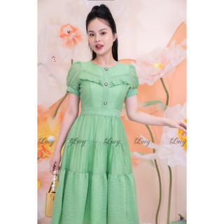 Đầm Xoè Tiểu Thư Kiwi 8533 Lụa xốp ô vuông cao cấp váy Lucy