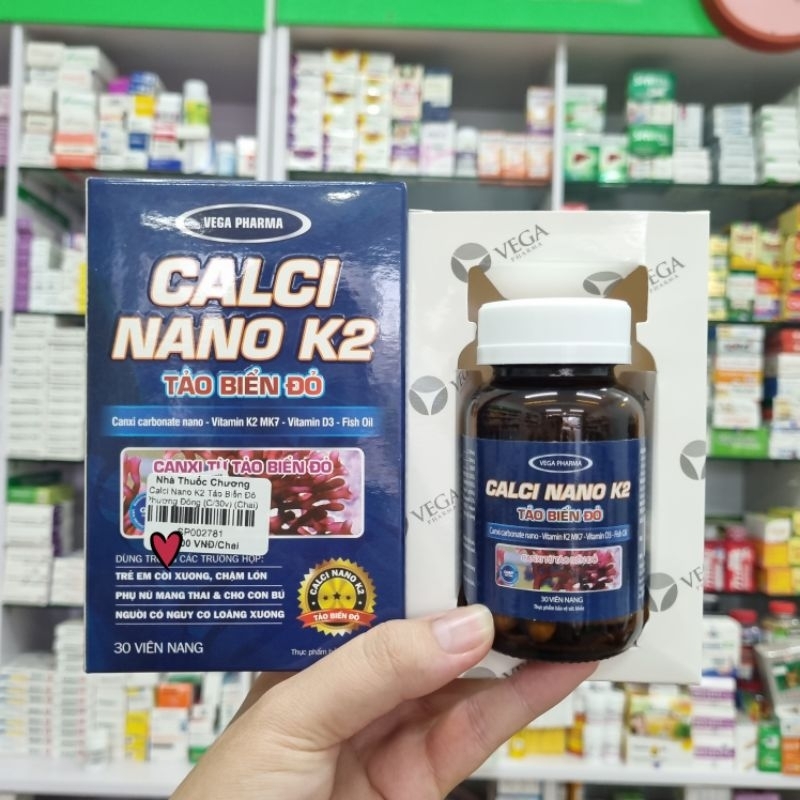 Calci Nano K2 Tảo Biển Đỏ bổ sung canxi - Vitamin K2- MK7- Dầu Cá