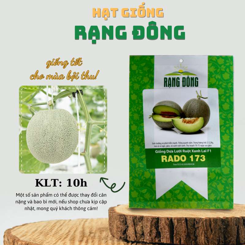 Hạt giống Dưa Lưới Ruột Xanh trái to, nặng, ngọt, thơm, Hạt giống rau củ quả trồng chậu - Hạt giống Rạng Đông