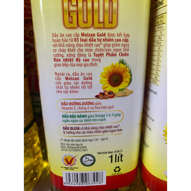 Dầu ăn Meizan Gold chai 1L